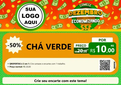 Modelo de Cartaz para Cartaz A4 Horizontal com o tema Comece Dezembro Economizando para Produtos Naturais