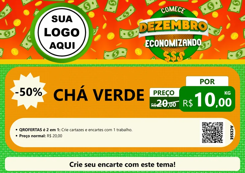 Modelo de Cartaz para Cartaz A4 Horizontal com o tema Comece Dezembro Economizando para Produtos Naturais