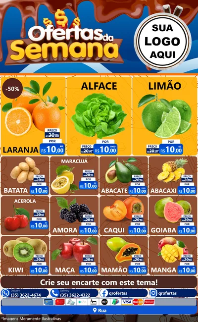 Modelo de Encarte para Encarte Grande com o tema Ofertas da Semana - Páscoa para Hortifrúti
