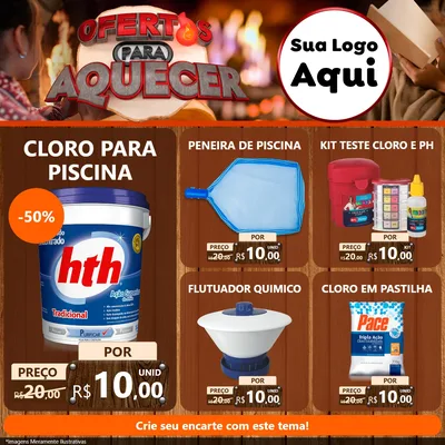 Modelo de Rede Social para Feed Facebook com o tema Ofertas Para Aquecer para Produtos para Piscina