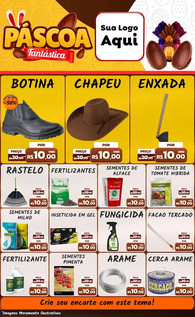 Modelo de Encarte para Encarte Grande com o tema Páscoa Fantástica para Agropecuária