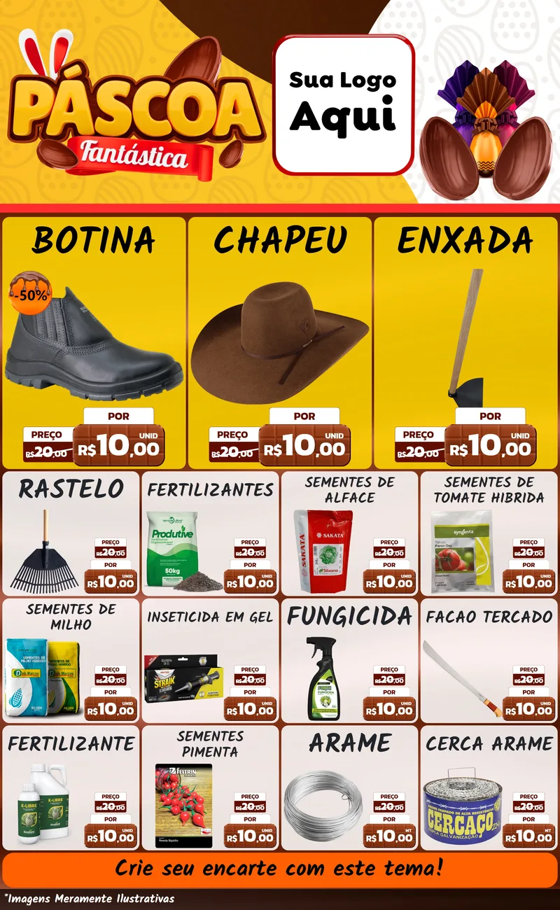 Modelo de Encarte para Encarte Grande com o tema Páscoa Fantástica para Agropecuária