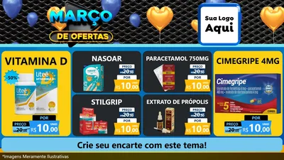 Modelo de TV para TV Horizontal com o tema Março de Ofertas para Farmácia