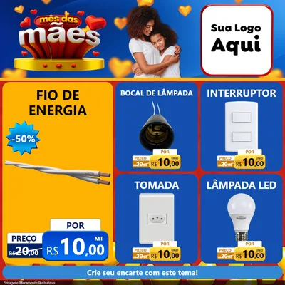 Modelo de Rede Social para Feed Facebook com o tema Mês das Mães para Materiais Elétricos