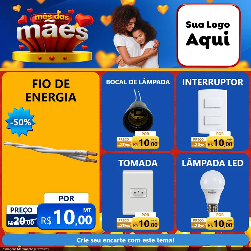 Modelo de Rede Social para Feed Facebook com o tema Mês das Mães para Materiais Elétricos