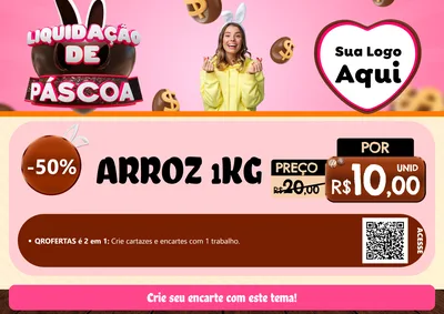 Modelo de Cartaz para Cartaz A4 Horizontal com o tema Liquidação de Páscoa para Supermercado