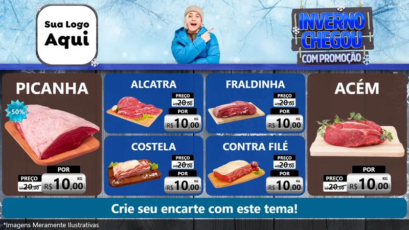 Modelo de TV para TV Horizontal com o tema Inverno Chegou Com Promoção para Açougue