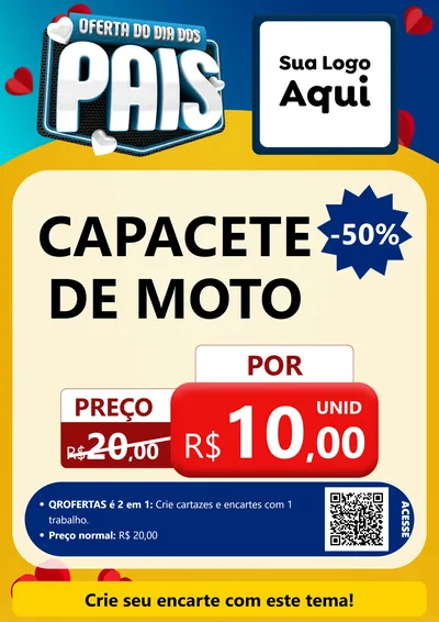 Modelo de Cartaz para Cartaz A4 Vertical com o tema Oferta Do Dia Dos Pais para Moto peças