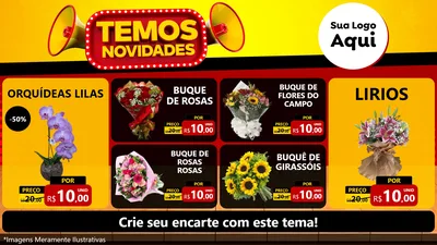 Modelo de TV para TV Horizontal com o tema Temos Novidades para Floricultura e jardim