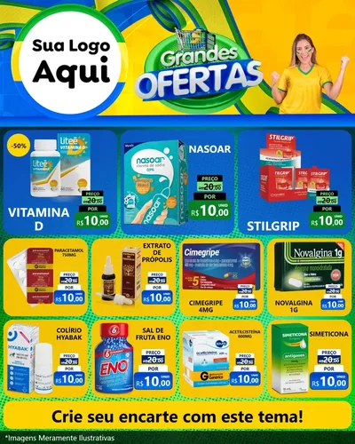 Modelo de Rede Social para Feed Instagram com o tema Grandes Ofertas para Farmácia