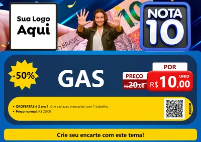 Modelo de Cartaz para Cartaz A4 Horizontal com o tema Nota 10 para Água e gás