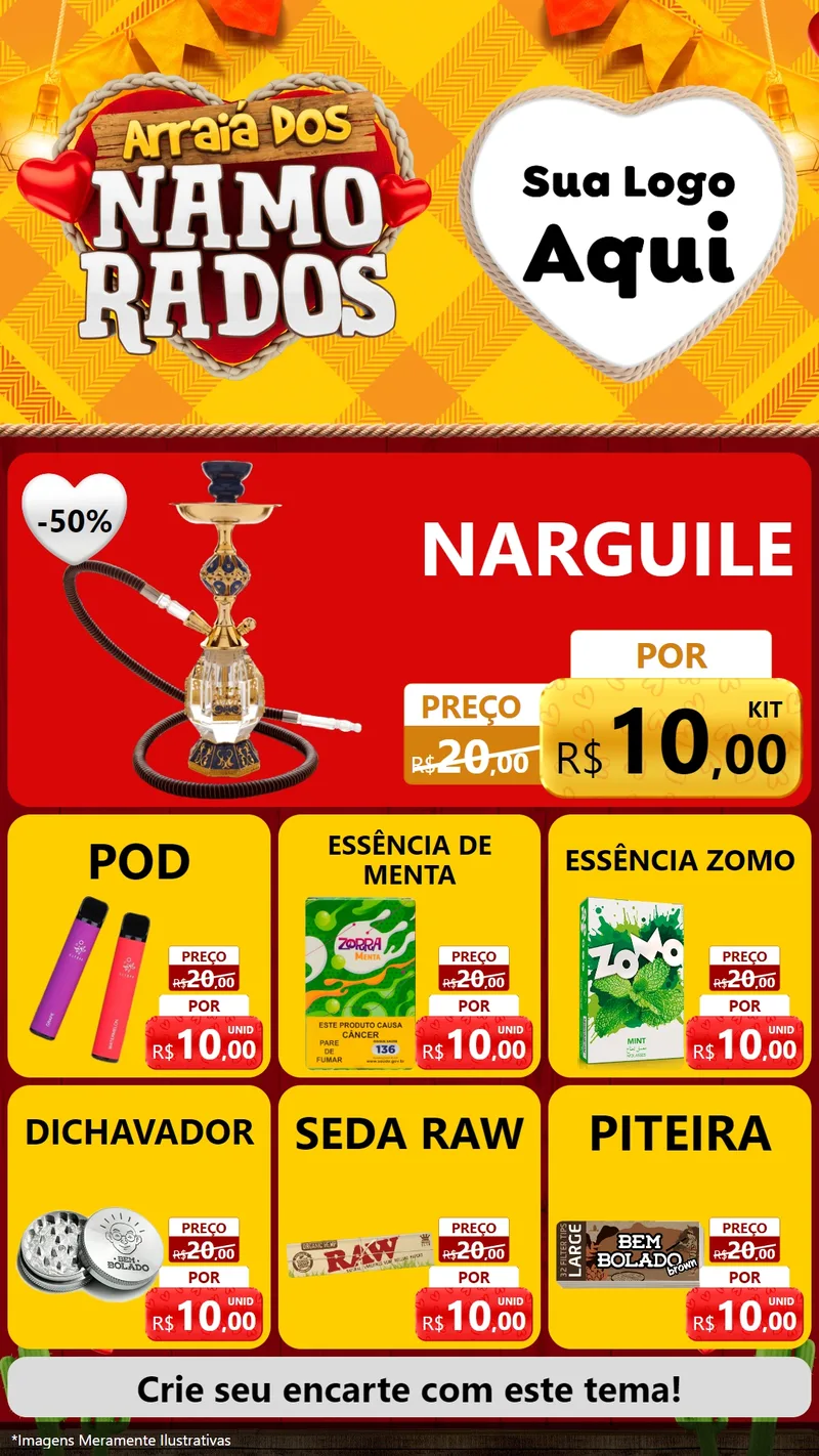 Modelo de Rede Social para Stories com o tema Arraiá dos Namorados para Tabacaria
