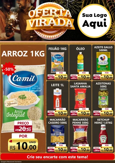 Modelo de Encarte para Encarte A4 Vertical com o tema Oferta da Virada para Supermercado