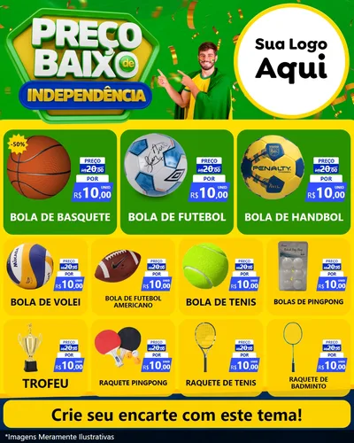 Modelo de Rede Social para Feed Instagram com o tema Preço Baixo de Independência para Artigos Esportivos
