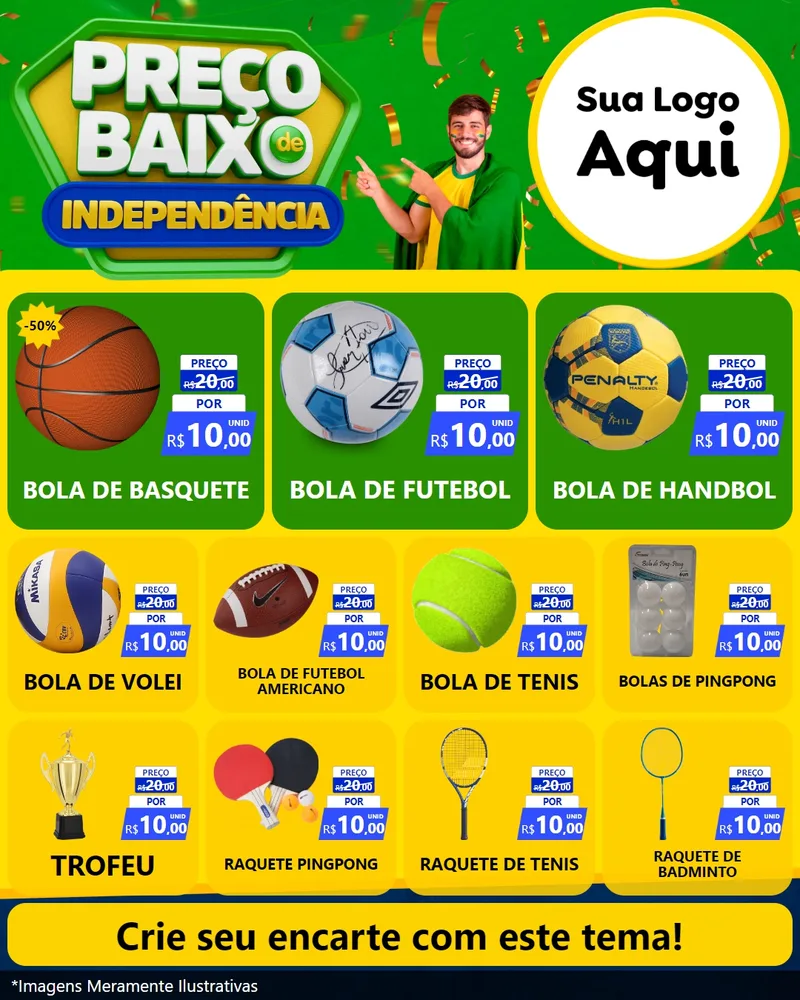 Modelo de Rede Social para Feed Instagram com o tema Preço Baixo de Independência para Artigos Esportivos