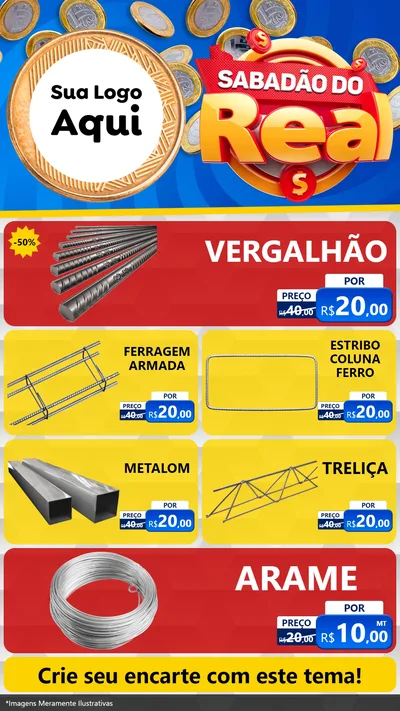 Modelo de TV para TV Vertical com o tema Sabadão do Real para Ferragens