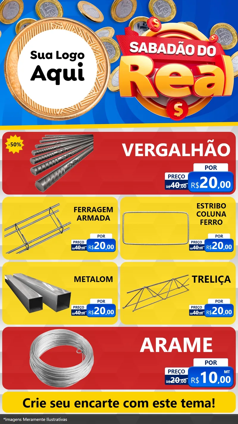 Modelo de TV para TV Vertical com o tema Sabadão do Real para Ferragens