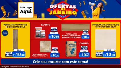 Modelo de TV para TV Horizontal com o tema Ofertas de Janeiro para Pisos e revestimentos