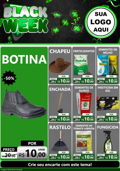 Modelo de Encarte para Encarte A4 Vertical com o tema Black Week para Agropecuária