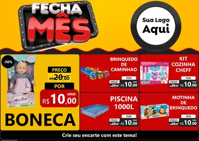 Modelo de Encarte para Encarte A4 Horizontal com o tema Fecha Mês para Brinquedos