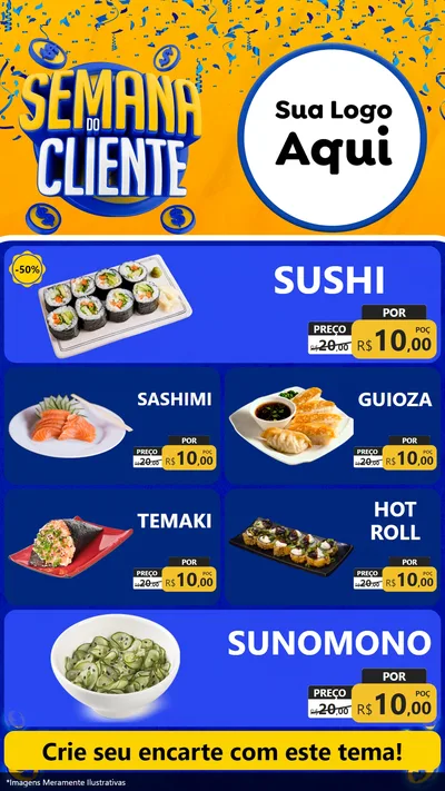 Modelo de TV para TV Vertical com o tema Semana do Cliente para Comida japonesa