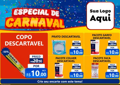 Modelo de Encarte para Encarte A4 Horizontal com o tema Especial de Carnaval para Embalagens