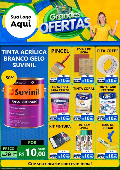 Modelo de Encarte para Encarte A4 Vertical com o tema Grandes Ofertas para Tintas e Ferramentas