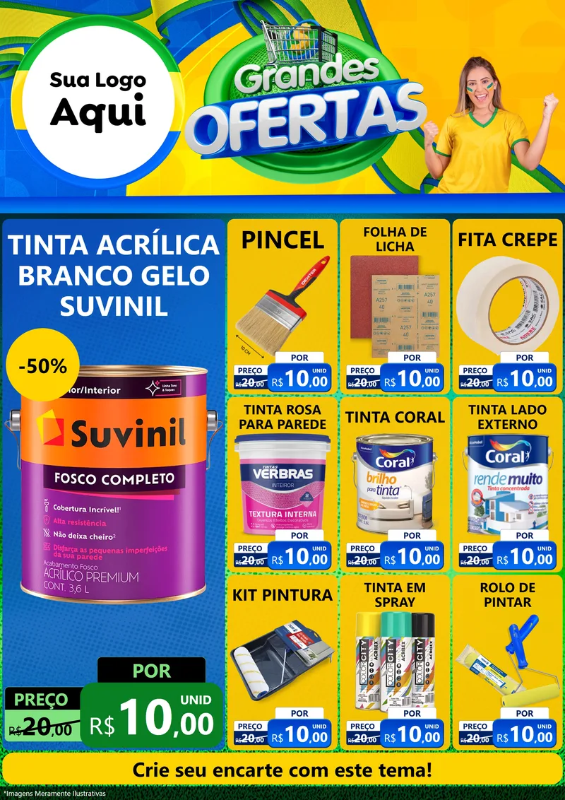 Modelo de Encarte para Encarte A4 Vertical com o tema Grandes Ofertas para Tintas e Ferramentas
