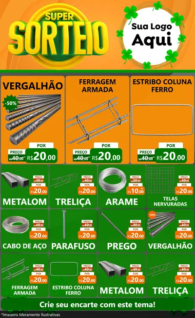 Modelo de Encarte para Encarte Grande com o tema Super Sorteio para Ferragens