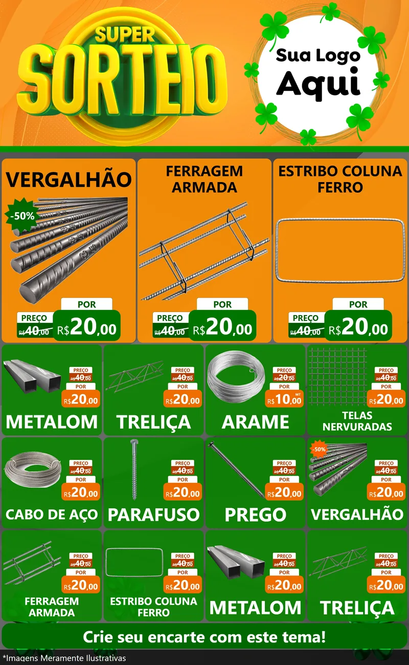 Modelo de Encarte para Encarte Grande com o tema Super Sorteio para Ferragens