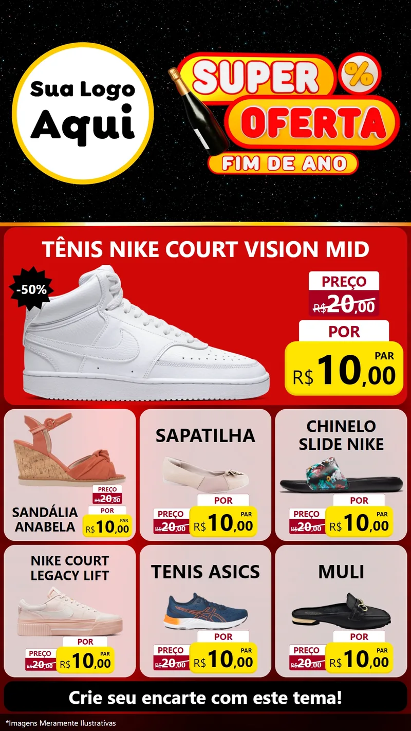 Modelo de Rede Social para Stories com o tema Super Oferta Fim de Ano para Calçados