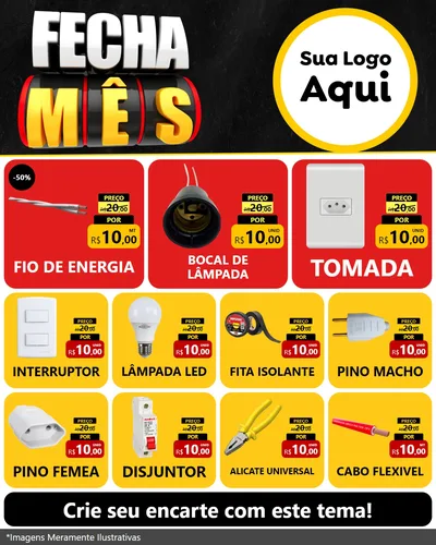 Modelo de Rede Social para Feed Instagram com o tema Fecha Mês para Materiais Elétricos