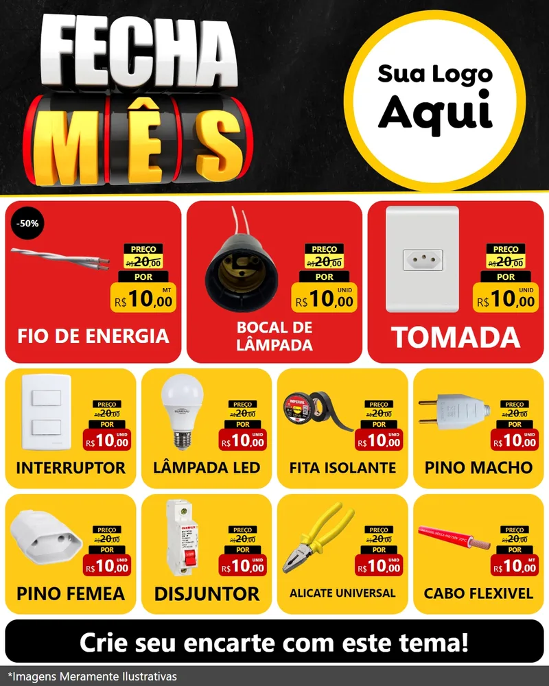 Modelo de Rede Social para Feed Instagram com o tema Fecha Mês para Materiais Elétricos