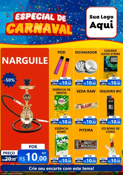 Modelo de Encarte para Encarte A4 Vertical com o tema Especial de Carnaval para Tabacaria