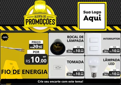 Modelo de Encarte para Encarte A4 Horizontal com o tema Alerta de Promoções para Materiais Elétricos