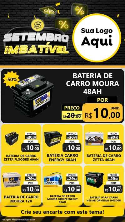 Modelo de Rede Social para Stories com o tema Setembro Imbatível para Baterias Elétricas
