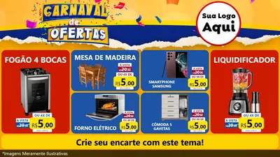 Modelo de TV para TV Horizontal com o tema Carnaval de Ofertas para Móveis e Eletro