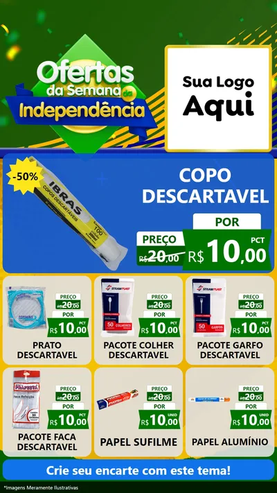 Modelo de Rede Social para Stories com o tema Ofertas da Semana da Independência para Embalagens