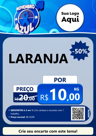 Modelo de Cartaz para Cartaz A4 Vertical com o tema Novembro Azul para Hortifrúti