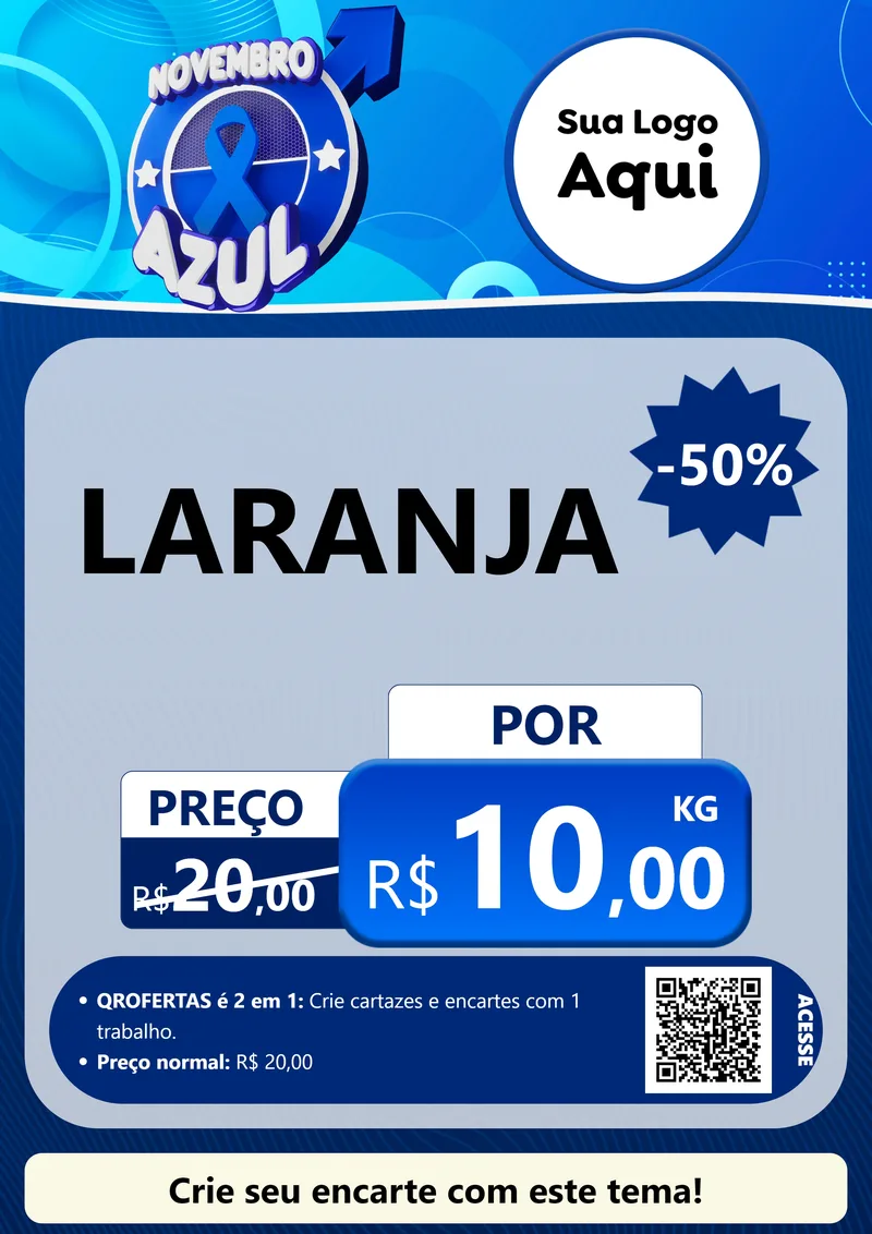 Modelo de Cartaz para Cartaz A4 Vertical com o tema Novembro Azul para Hortifrúti