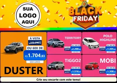 Modelo de Encarte para Encarte A4 Horizontal com o tema Black Friday para Concessionaria de Carros