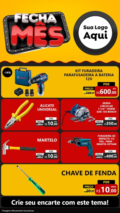 Modelo de TV para TV Vertical com o tema Fecha Mês para Maquinas e Ferramentas