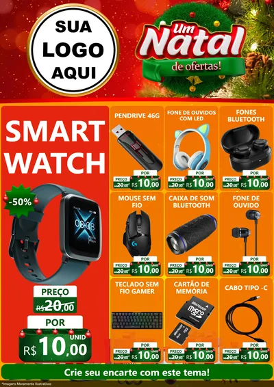 Modelo de Encarte para Encarte A4 Vertical com o tema Um Natal de Ofertas para Informática