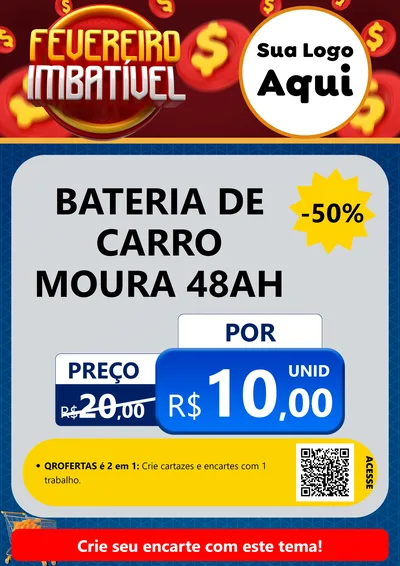 Modelo de Cartaz para Cartaz A4 Vertical com o tema Fevereiro Imbatível para Baterias Elétricas
