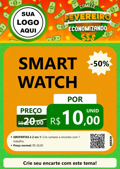Modelo de Cartaz para Cartaz A4 Vertical com o tema Comece Fevereiro Economizando para Informática