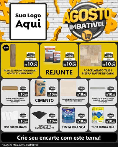 Modelo de Rede Social para Feed Instagram com o tema Agosto imbatível para Pisos e revestimentos