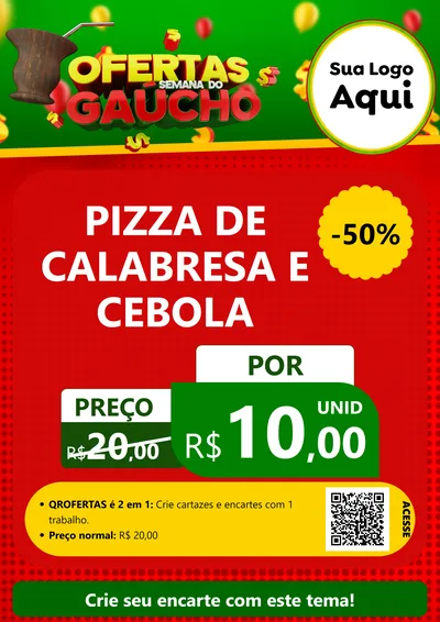 Modelo de Cartaz para Cartaz A4 Vertical com o tema Ofertas Semana Do Gaúcho para Pizzaria