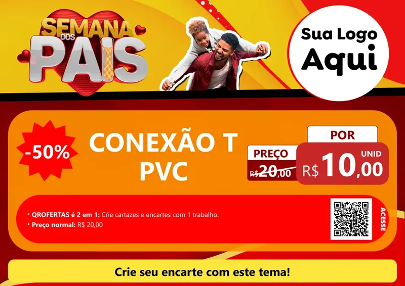 Modelo de Cartaz para Cartaz A4 Horizontal com o tema Semana Dos Pais para Tubos e conexões
