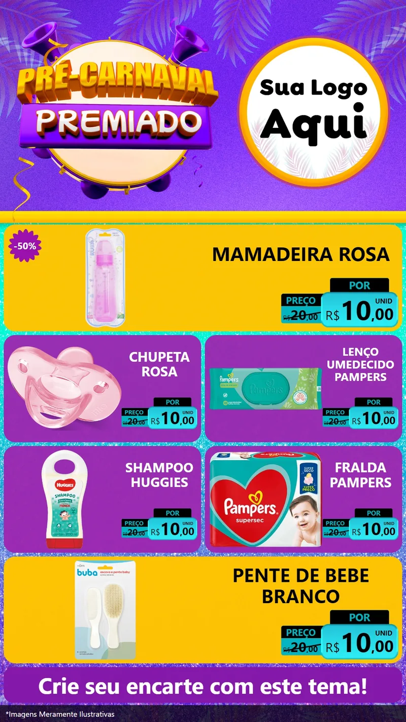 Modelo de TV para TV Vertical com o tema Pré-Carnaval Premiado para Bebês