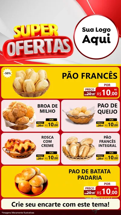 Modelo de TV para TV Vertical com o tema Super Ofertas para Padaria